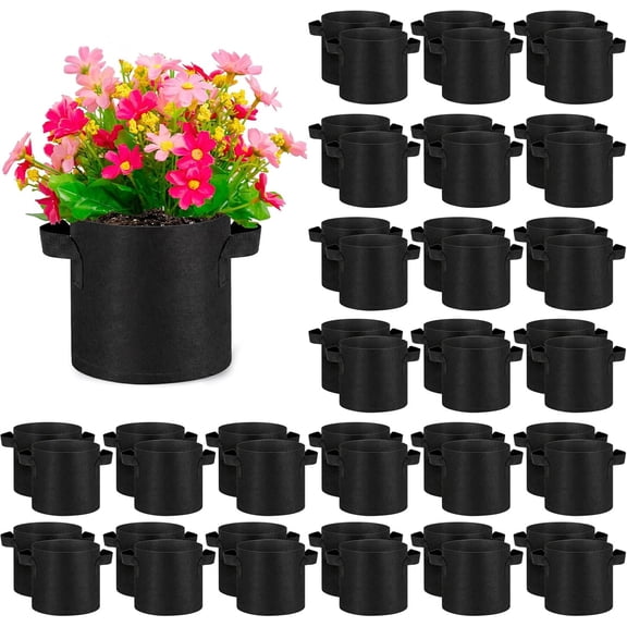 Grow Bags Bulk Aeration Fabric Pot with Handles Thickened Nonwoven Garden Bags to Healthy Root Growth Vegetables Heavy Duty Grow Pots Planting Planter for Flower Fruits