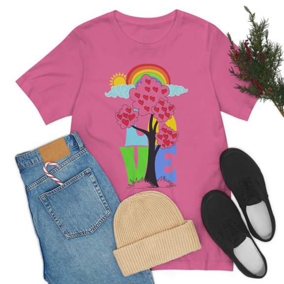 Grow Build LOVE Rainbow Tree Unisex Jersey Short Sleeve Tee