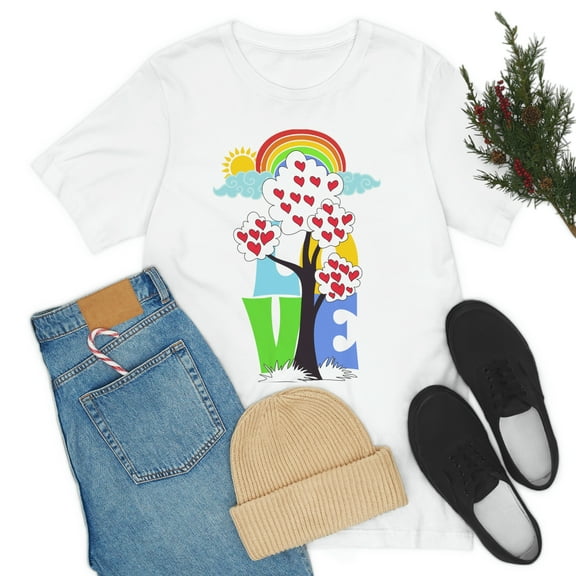 Grow Build LOVE Rainbow Tree Unisex Jersey Short Sleeve Tee