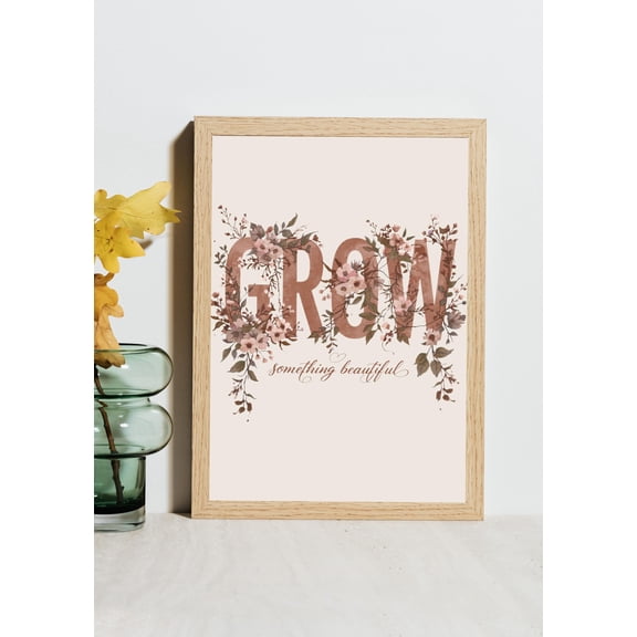 Grow Floral Wall Poster Eclectic Botanical Boho Dorm Poster , Poster Print Only