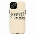 thumbnail image 1 of Grow in Grace iPhone Case – Christian Bible Verse 2 Peter 3:18 with Floral Line Art, Inspirational Faith Phone Cover for iPhone 11 12 13 14 15 16 Pro Max, 1 of 6
