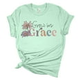 thumbnail image 1 of Grow In Grace Floral Unisex Ladies Design Christian T-shirt Graphic Tee-Mint-small, 1 of 4