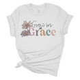 thumbnail image 1 of Grow In Grace Floral Unisex Ladies Design Christian T-shirt Graphic Tee-White-large, 1 of 4