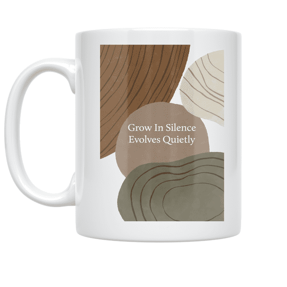 Grow In Silence Evolves Quietly - Slow Living Enthusiast - 11 oz Ceramic Coffee Mug