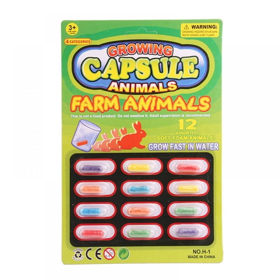 Grow In Water Toys Party Favor Set -- 12 Animal Capsule Creatures (Includes Zoo Animals, Sea Animals, Dinosaurs and Farm Animals)