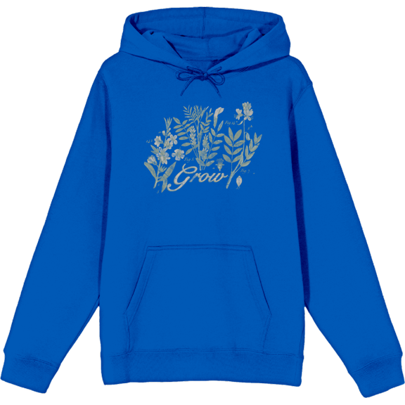 Grow Inspirational Vintage Botanicals Adult Blue Long Sleeve Hoodie-XL