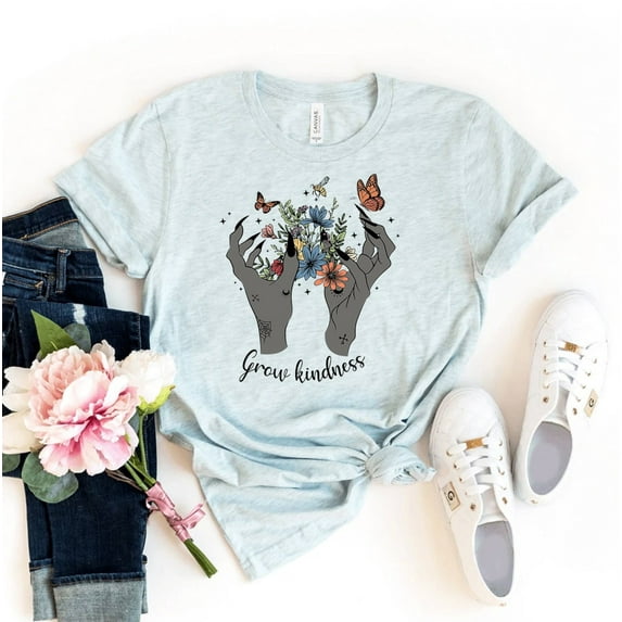 Grow Kindness T-shirt Positive Thought Shirt Mental Health Gift Xmas Tee Counselor Plant Lover Top Shirts Together Flower Thoughts