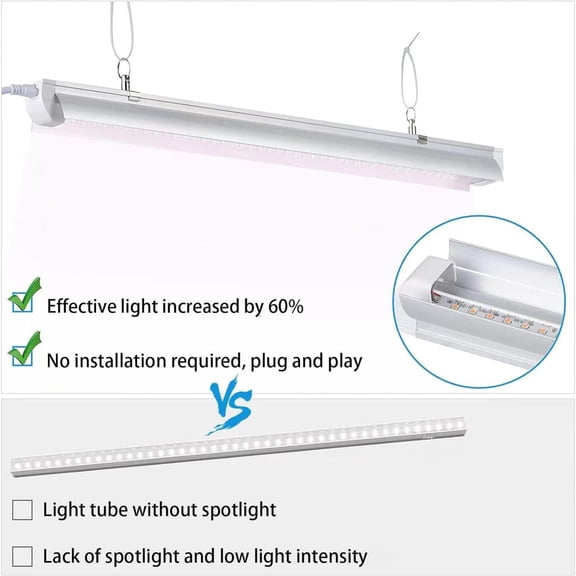 Grow Light, 2ft T8,100W(4 x 25W, 600W Equivalent), Super Bright, Full Spectrum Sunlight Plant Light, LED Grow Light Strips, Grow Lights for Indoor Plants,Greenhouse,4-Pack