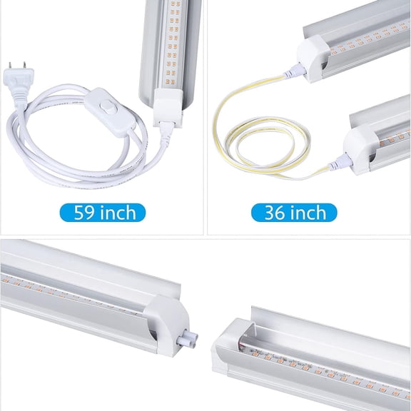 Grow Light, 2ft T8,100W(4 x 25W, 600W Equivalent), Super Bright, Full Spectrum Sunlight Plant Light, LED Grow Light Strips, Grow Lights for Indoor Plants,Greenhouse,4-Pack