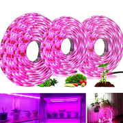 Grow Light,3 Pack 16.4 ft Cuttable Waterproof Plant Light,Grow Light Strip with Sensor Switch,Purple LED Grow Light for Plant Growth and Greenhouse Hydroponics