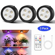 Rechargeable Grow Light 3 Pack, Full Spectrum LED, Magnetic Plant Light for Indoor, 6500K, Stepless Dimming with Timer Remote, for Shelf