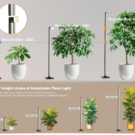 Grow Light with Auto-Timer, Hanging and Standing Grow Lights for Indoor Plants,3 Light Modes, Detachable Full Spectrum Plant Lights for Wide Area Covera in Indoor Plants