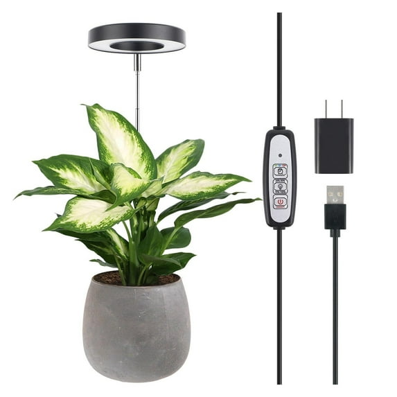Grow Light, Full Spectrum LED Plant Light for Indoor Plants, Height Adjustable Growing Lamp with Auto On/Off Timer 4/8/12H, 4 Dimmable Brightness, Ideal Small Pack of 3, Warm White