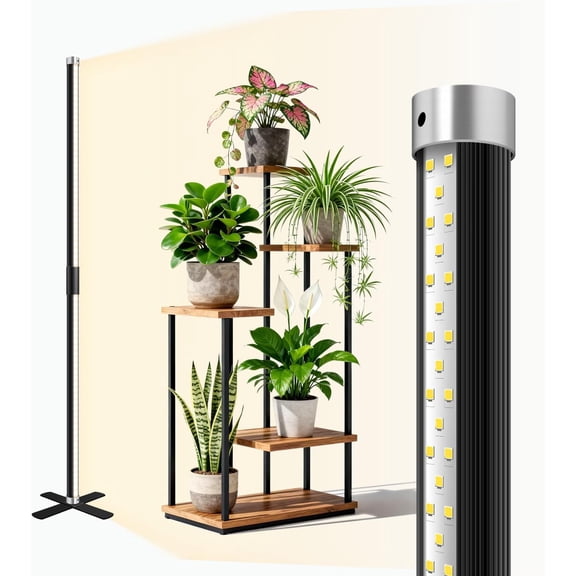 Grow Light for Indoor Plants, 160 LEDs Full Spectrum Plant Light Stand with Timer, 50W 150 ° Wide Coverage & High PPFD Grow Light, 5ft Vertical Indoor Plant Light for Tall Plant Flower Vegetable