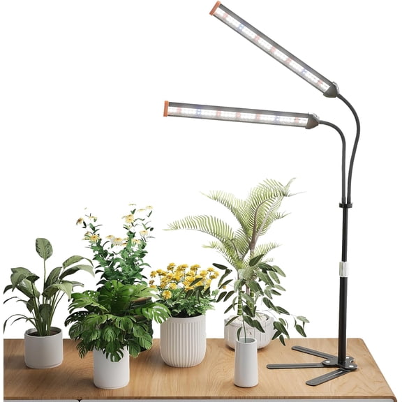 Grow Light for Indoor Plants,5000K Full Spectrum Growing Plant Lamp with White Red Blue LED for Pots Succulents Seed Starting,Height Adjustable 10-32'' with Optional Dimming & Timer