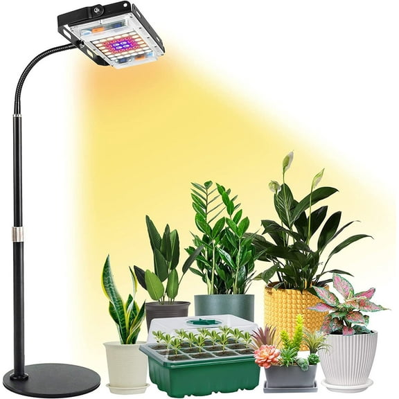 Grow Light for Indoor Plants, Full Spectrum Desk LED Plant Light with 3H/6H/12H Timer, 6-Level Brightness, Height Adjustable, Flexible Gooseneck, Ideal for Indoor Growth