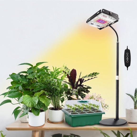 Grow Light for Indoor Plants, Full Spectrum Desk LED Plant Light, Small Grow Lamp with 4H/8H/12H Timer, 6-Level Brightness, Height Adjustable, Flexible Gooseneck, Ideal for Indoor Growth