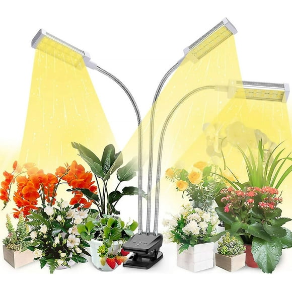 Grow Light For Indoor Plants, Full Spectrum Grow Lamp With Timer, Led Plant LightWithDesk Clip And Adjustable Gooseneck For Plants Seedlings Succulents, Silver