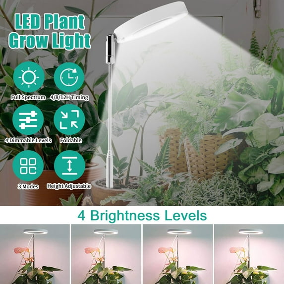 Grow Light for Indoor Plants,Full Spectrum LED Plant Grow Light, Height Adjustable Growing Lamp with Auto Timer 4H/8H/12H,4 Dimmable Levels, Ideal for Indoor Large Tall Plants Growth