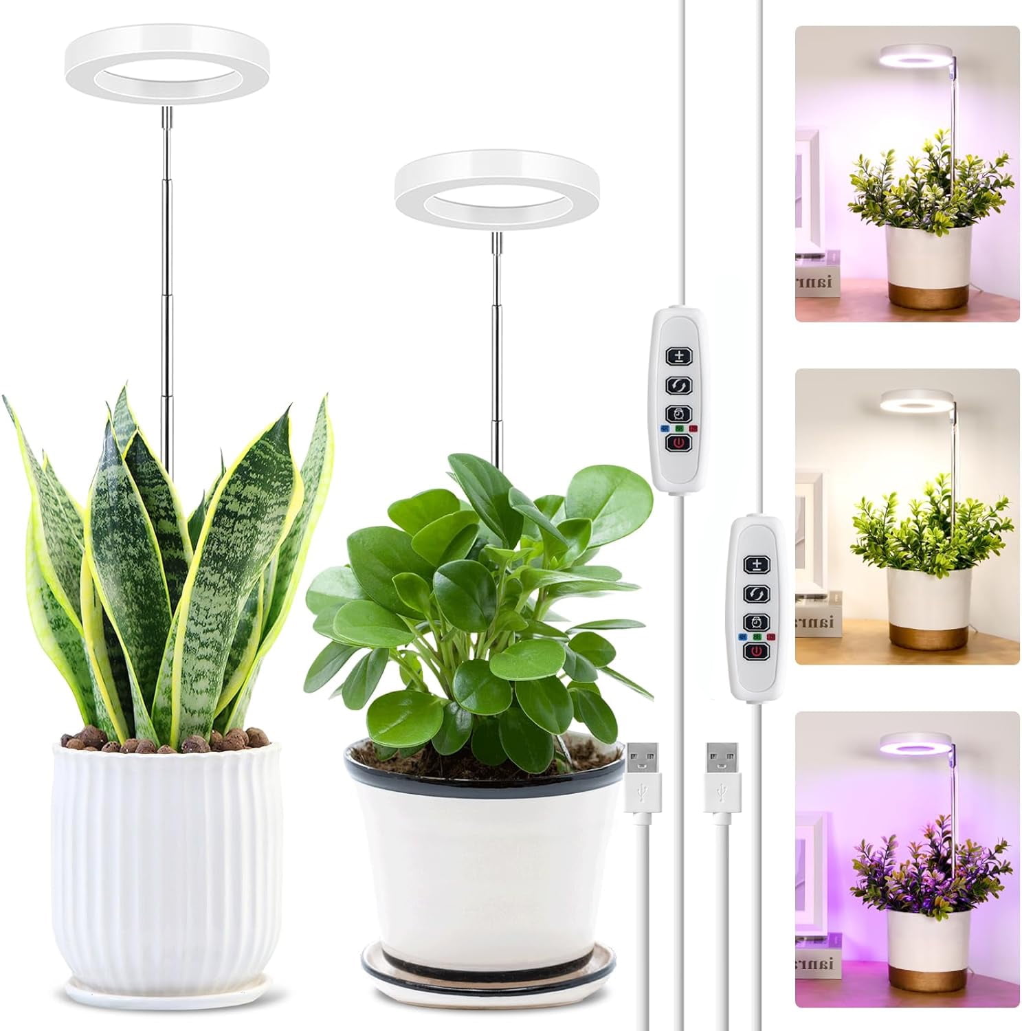 Glowrium grow light with stand2head led plant light for indoor plants full spectrum grow lamp 3912h timer 6 dimmable levels 3 lighting mode