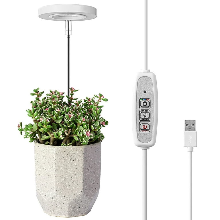 SANSI 5W LED Grow Lights, Full Spectrum White Pot Clip Indoor Plant Grow  Light with Timer, 1-Pack 