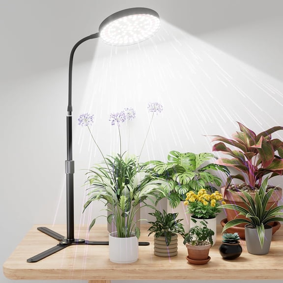 Grow Light for Plants Indoor Growing,6000K Full Spectrum Plant Growing Lamp with White Red Blue LED for Pots Succulents Seed Starting,Height 10-32'' with Optional Dimming & Timer