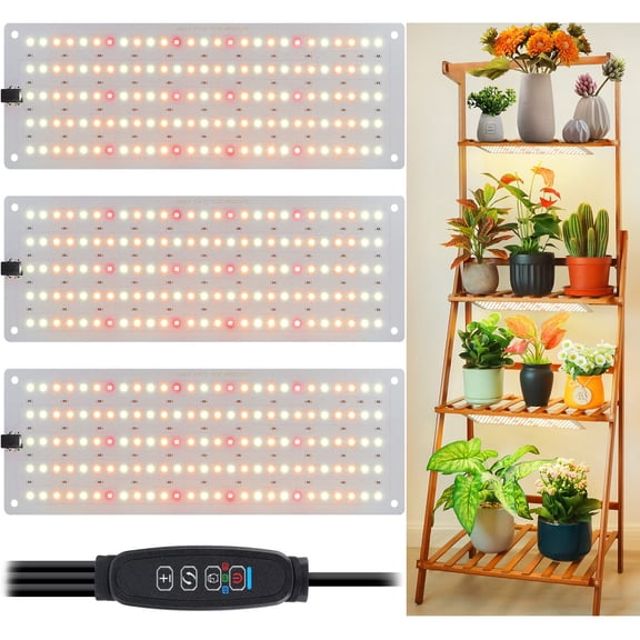 Grow Light Strip 3 Packs Full Spectrum 405 LEDs Dimmable Plant Lamp for Seedlings Veg Bloom