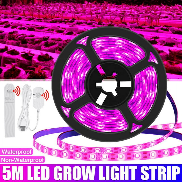 Grow Light Strips for Indoor Plants 16.4ft Full Spectrum Grow Lights with  USB, Auto on/off, Plant Growth Rope Light Lamp SMD 3528 Waterproof Flexible