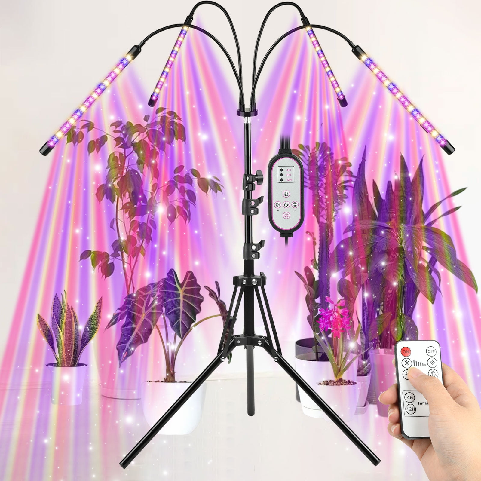 Maiiann 80W LED Grow Light, Full Spectrum with Adjustable Stand, 4/8 ...