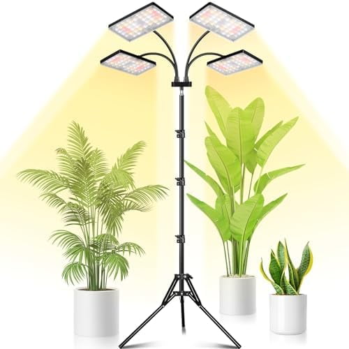 Grow Light for Indoor Plants, Quad-Head Standing Plant Light, Full Spectrum, Wide Coverage, 63 Adjustable Height, Plug & Play