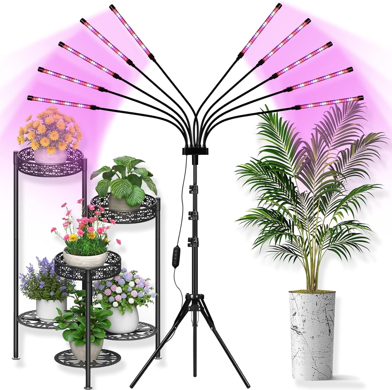 Grow Lights for Indoor Plants 10 Heads 500 LEDs, Full Spectrum Grow ...