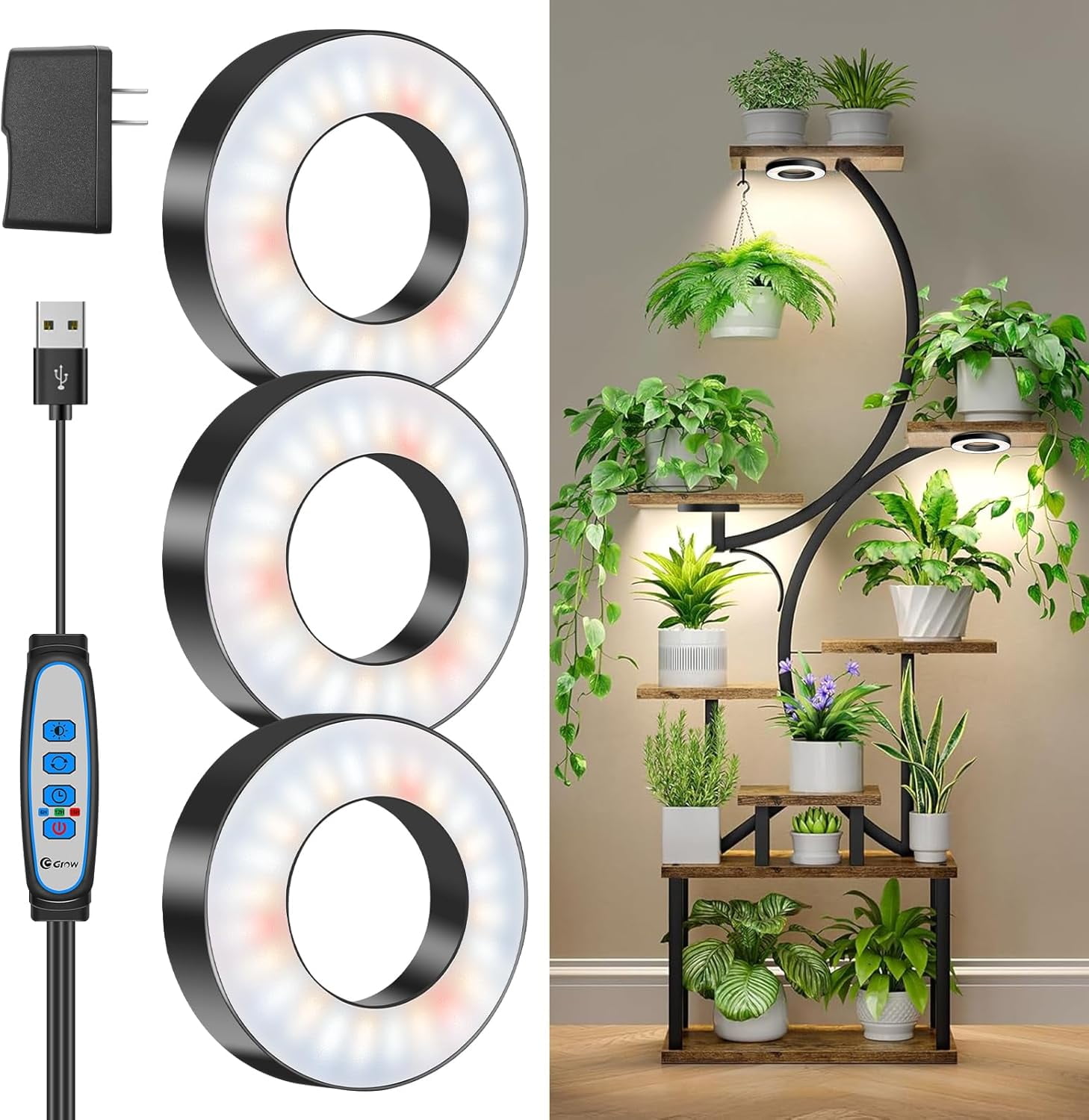 Grow Lights for Indoor Plants, 144 LEDs Full Spectrum LED Plant Grow ...