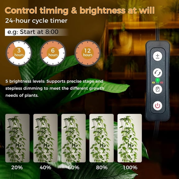 Grow Lights for Indoor Plants, 44W 192 Led Full  Plant Light, 5.4FT Adjustable Length Standing Grow Light with Timer/Six Leg Base for Greenhouse/Garden