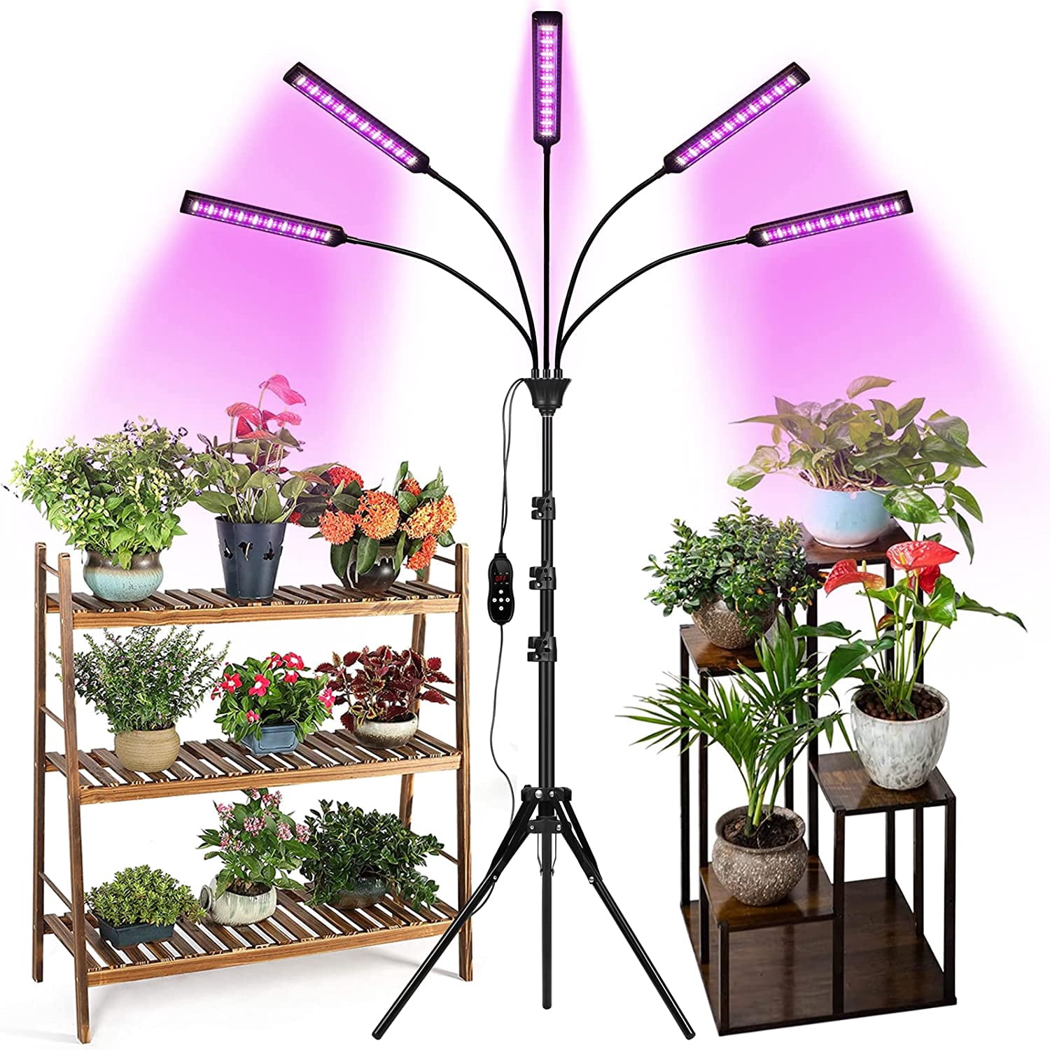 Grow Lights for Indoor Plants, 504 LED-6-Branch Red Blue White Full ...