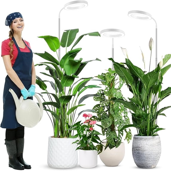 Grow Lights for Indoor Plants Full Spectrum, 80 LEDs 3 Colors, 65in Lar Plant Lights for Indoor Growing with 360°Gooseneck, 6/12/16H Timer, 5 Brightness, Height Adjustable, White 3 Pack