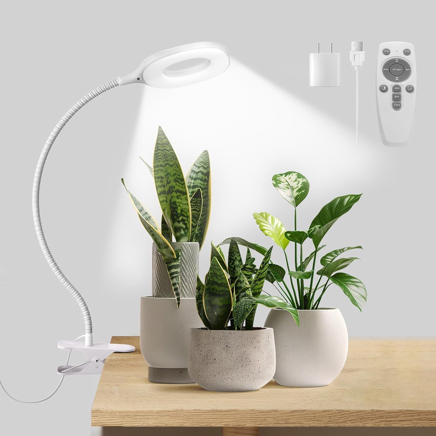 Grow Lights for Indoor Plants Full Spectrum, Clip On Plant Light Small ...