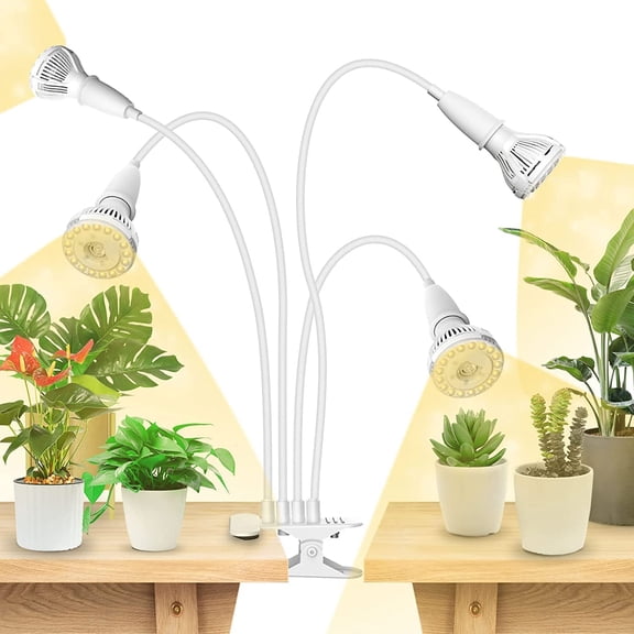 Grow Lights for Indoor Plants, Full Spectrum Clip-on Gooseneck Grow Light with Ceramic Tech., Plant Light for Indoor Growing High , Lifetime Free Bulb Replacement White, No Timer