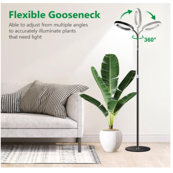 Grow Lights for Indoor Plants, Full Spectrum Floor Standing Plant Lights with 68" Stand for Growing Lar Tall Plants, Black Halo LED Plant Grow Light with 6/12/16H Timer