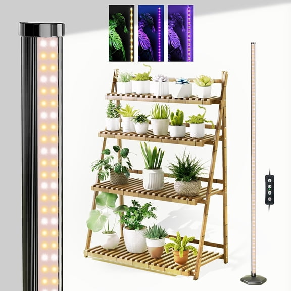 Grow Lights for Indoor Plants with Timer, 192 LEDs 42W Vertical Full Spectrum Grow Light 65 Inch Standing Grow Lights 3 Light Modes 5-Level Dimmable Wide Coverage
