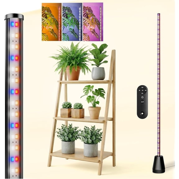 Grow Lights for Indoor Plants with Timer, 60 Inch Vertical Grow Light Full Spectrum 192 LEDs 24W with 3/6/12H Auto On/Off Remote 3 Light Modes 5-Level Dimmable Standing Plant Lamp