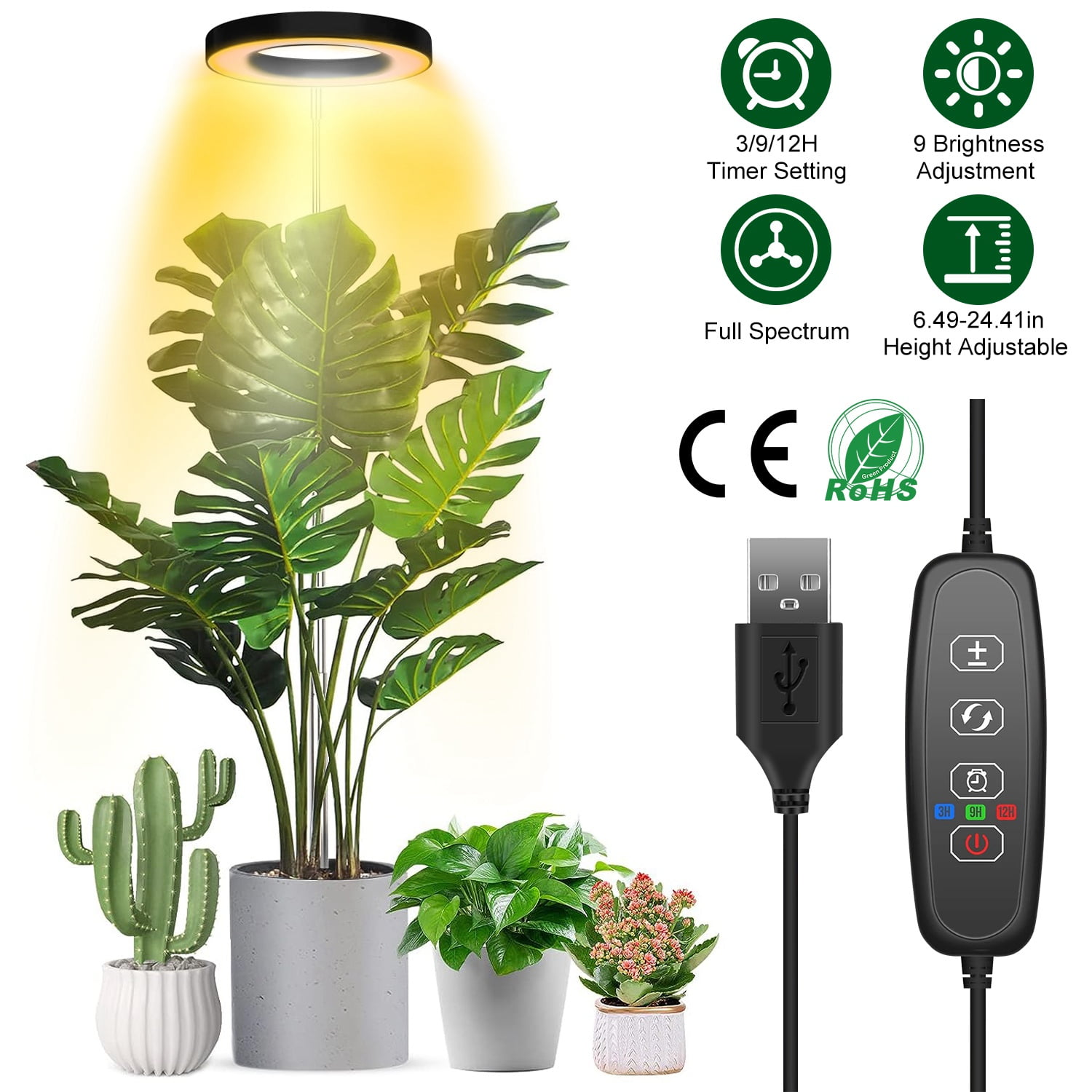 Grow Lights for Indoor Plants TeqHome LED Smart Full Spectrum USB Small