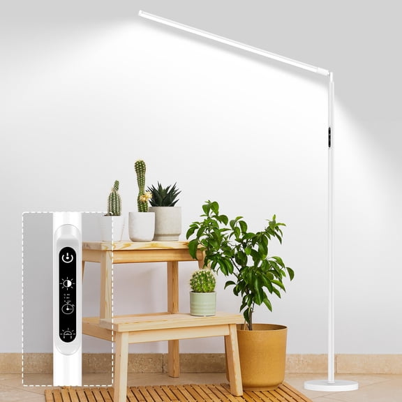 Grow Lights Stand For Indoor Plants Full Spectrum Plant Floor Lamp Growing 22w Led Light With 4/8/12h Timer 47'' Modern White Standing All Stages 1437lm