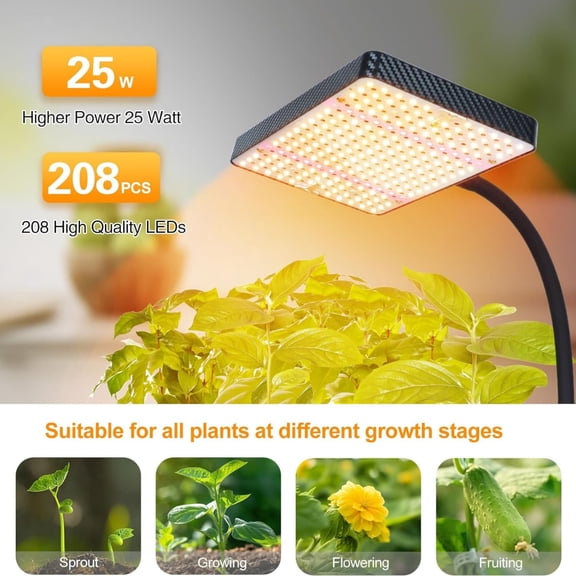 Grow Lights with Stand and Timer, Tripod Standing Grow Lights for Indoor Plants, 208PCS LEDs Bright Enough Plant Growing Lamps for Bonsai Tree, Seed Starting, 24"-64" Height Adjustable