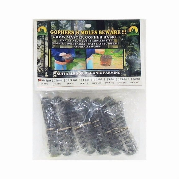 Grow Master 00004832 Mini Gray Stainless Steel Plant Support Gopher Basket 4 in.