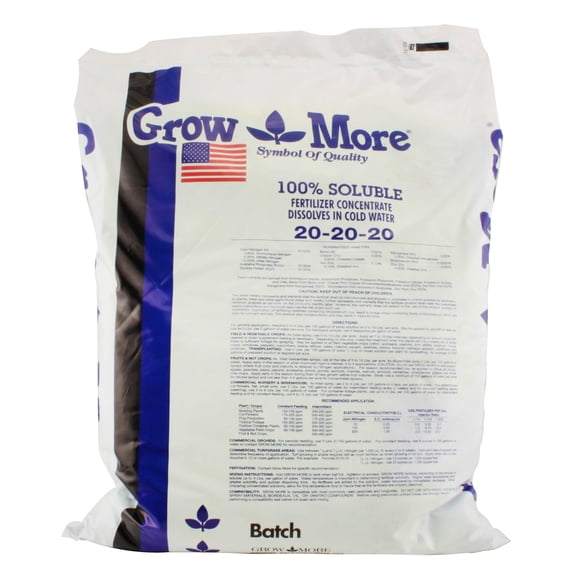 Grow More All Purpose NPK Fertilizer 20-20-20, 25lbs with Micronutrients