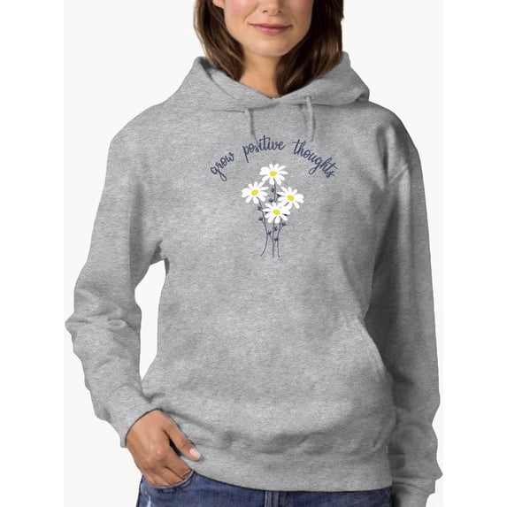 Grow Positive Thoughts Daisies Hoodie Women -Image by Shutterstock, Female x-Large