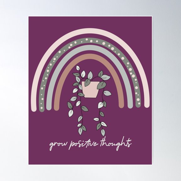 Grow Positive Thoughts Poster Wall Art, Modern Wall Decor For Living Room Bedroom, 8x12 UNFRAMED