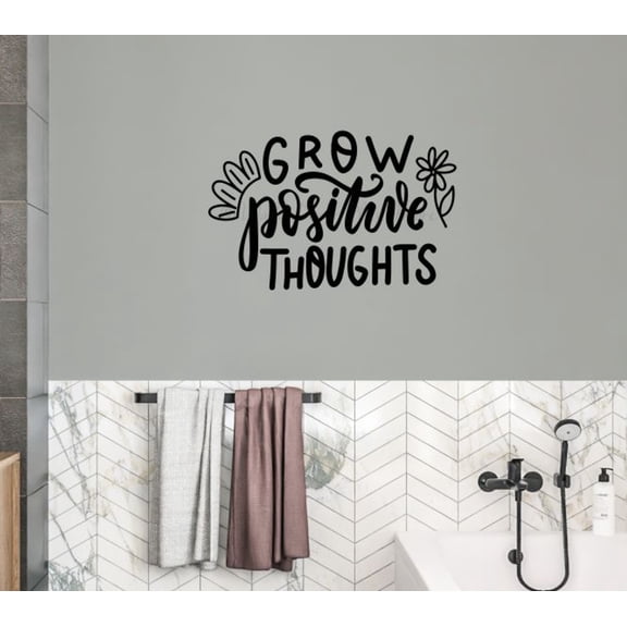 Grow Positive Thoughts Quote Decals for Wall - Wall Decals Quotes Motivational - Inspirational Vinyl Decals - Matte Vinyl Wall Decal Sayings for Wall Decor- 23x15-Inch, Black