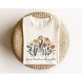 thumbnail image 1 of Grow Positive Thoughts Tee, Floral T-shirt, Bohemian Style Shirt, Butterfly Shirt, Trending Right Now, Women's Graphic T-shirt, Love Tee, 1 of 5