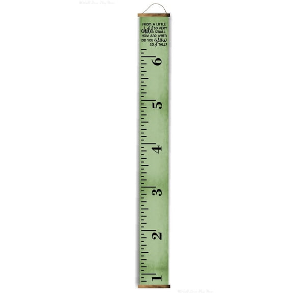 Grow So Tall Green Canvas Growth Chart for Kids - Wall Tape Ruler with Height Chart for Kids - Unisex Kids Room Wall Décor Measuring Height Chart, Walnut Wood